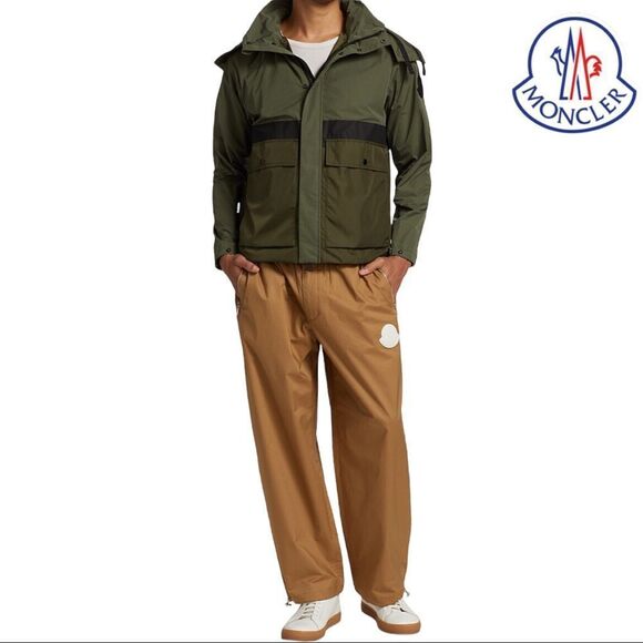 MONCLER **NWT** Carax Technical Hooded Windbreaker Jacket In Olive Green - Picture 3 of 15